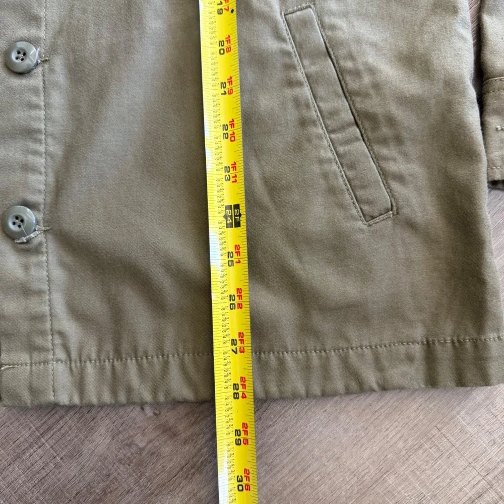 Obey Worldwide Mens Khaki Tan Military Chore Jacket Shirt O.B.E.Y. Patch Medium
